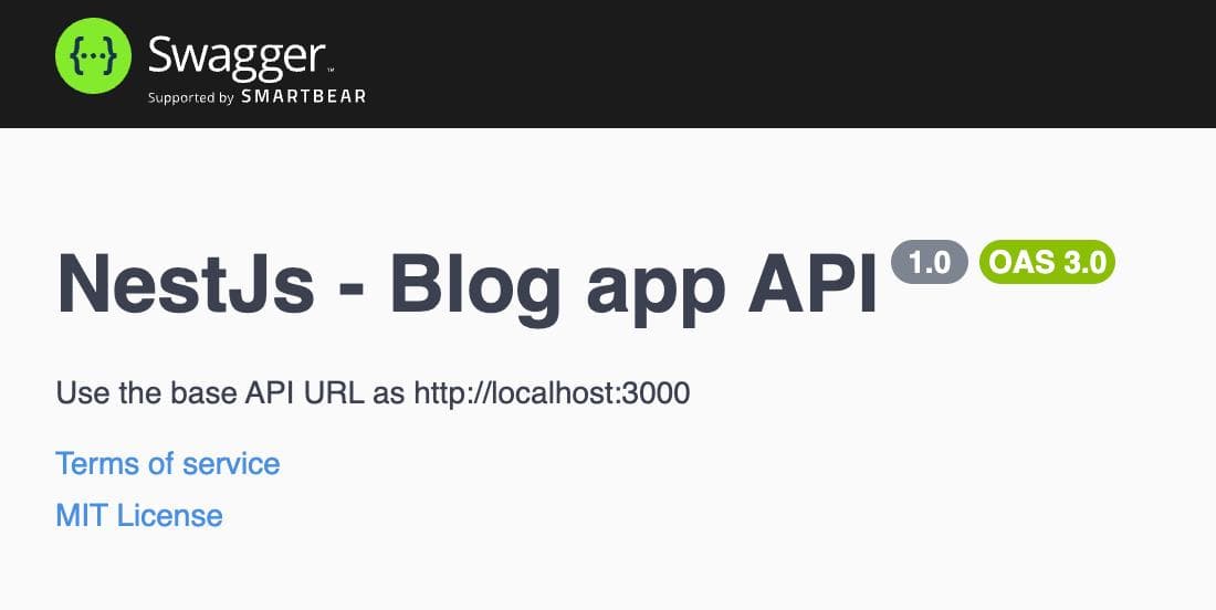 Swagger documentation page listing the blogs API endpoints